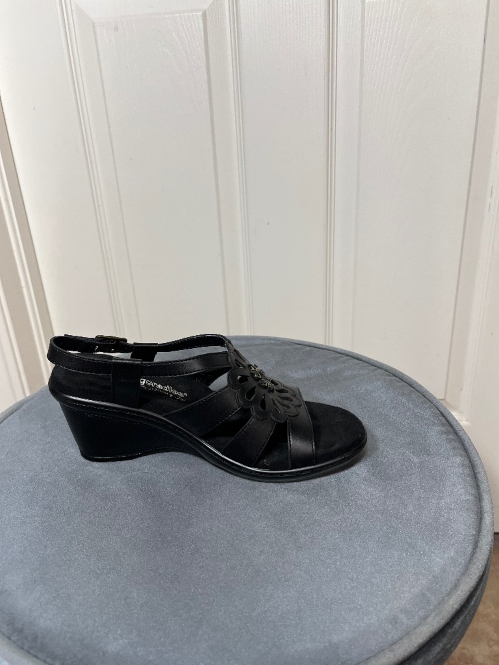 Black metalic slingback sandals